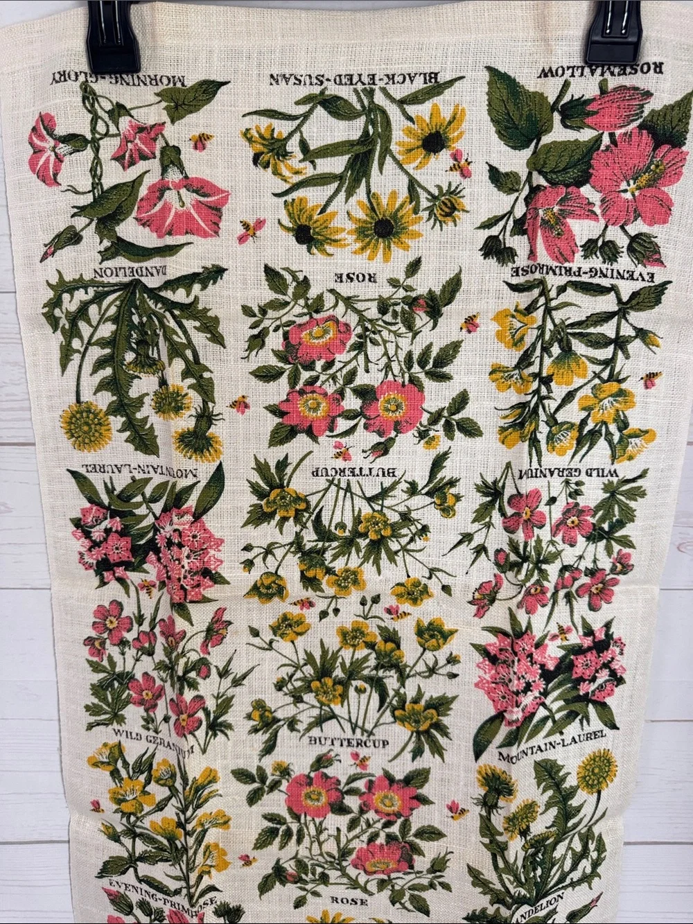 MCM Kay Dee Lous Long Kitchen Tea Towel Pink & Yellow Botanical Design